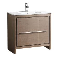 Allier 36" Free Standing Vanity Set with Plywood Cabinet and Single Ceramic Integrated Sink