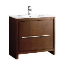 Allier 36" Free Standing Vanity Set with Plywood Cabinet and Single Ceramic Integrated Sink