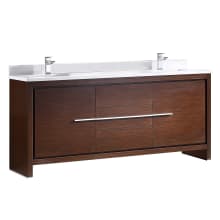 Allier 72" Free Standing Vanity Set with Plywood Cabinet, Quartz Vanity Top, and Dual Undermount Sinks