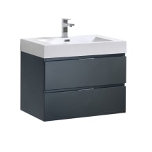 Valencia 30" Wall Mounted / Floating Single Vanity Set with Wood Cabinet and Acrylic Vanity Top