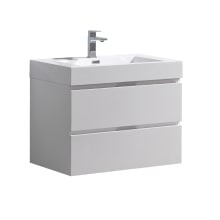 Valencia 30" Wall Mounted / Floating Single Vanity Set with Wood Cabinet and Acrylic Vanity Top