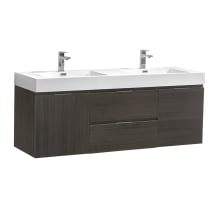 Valencia 60" Wall Mounted / Floating Double Vanity Set with Wood Cabinet and Acrylic Vanity Top