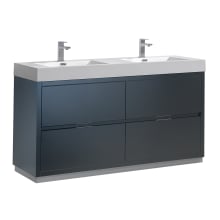 Senza 60" Double Vanity Set with Wood Cabinet and Acrylic Vanity Top
