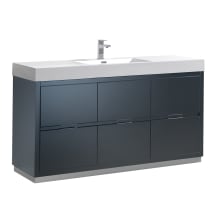 Senza 60" Single Vanity Set with Wood Cabinet and Acrylic Vanity Top