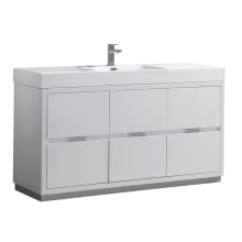 Senza 60" Single Vanity Set with Wood Cabinet and Acrylic Vanity Top
