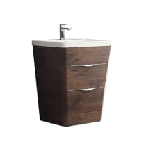 Milano 25" Free Standing Single Basin Vanity Set with Wood Cabinet and Stone Vanity Top