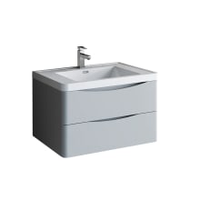 Senza 32" Wall Mounted Single Basin Vanity Set with MDF Cabinet and Acrylic Vanity Top