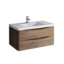 Senza 40" Wall Mounted Single Basin Vanity Set with MDF Cabinet and Acrylic Vanity Top