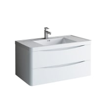 Senza 40" Wall Mounted Single Basin Vanity Set with MDF Cabinet and Acrylic Vanity Top