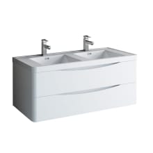 Senza 48" Wall Mounted Double Basin Vanity Set with MDF Cabinet and Acrylic Vanity Top