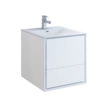 Senza 24" Wall Mounted Single Basin Vanity Set with MDF Cabinet and Acrylic Vanity Top