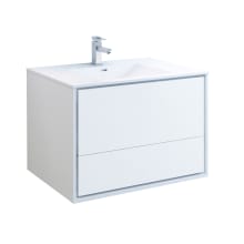 Senza 36" Wall Mounted Single Basin Vanity Set with MDF Cabinet and Acrylic Vanity Top