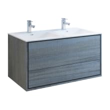 Senza 48" Wall Mounted Double Basin Vanity Set with MDF Cabinet and Acrylic Vanity Top