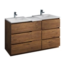 Senza 60" Free Standing Double Basin Vanity Set with MDF Cabinet and Acrylic Vanity Top