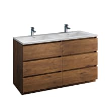 Senza 60" Free Standing Double Basin Vanity Set with MDF Cabinet and Acrylic Vanity Top