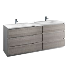 Senza 84" Free Standing Double Basin Vanity Set with MDF Cabinet and Acrylic Vanity Top