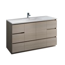 Senza 60" Free Standing Single Basin Vanity Set with MDF Cabinet and Acrylic Vanity Top