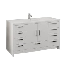 Senza 60" Free Standing Single Basin Vanity Set with MDF Cabinet and Acrylic Vanity Top
