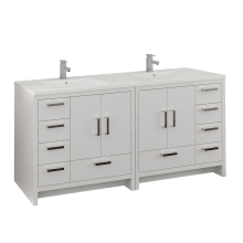 Senza 72" Free Standing Double Basin Vanity Set with MDF Cabinet and Acrylic Vanity Top