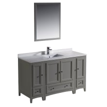 Oxford 54" Free Standing Single Vanity Set with MDF Cabinet, Quartz Vanity Top, Framed Mirror and Single Hole Faucet