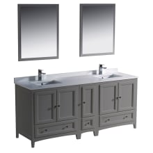 Oxford 71" Free Standing Double Vanity Set with MDF Cabinet, Quartz Vanity Top, Framed Mirrors and Single Hole Faucets