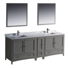 Oxford 83" Free Standing Double Vanity Set with MDF Cabinet, Quartz Vanity Top, Framed Mirrors and Single Hole Faucets