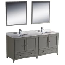 Oxford 71" Free Standing Double Vanity Set with MDF Cabinet, Quartz Vanity Top, Framed Mirrors and Single Hole Faucets