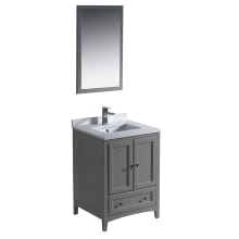 Oxford 24" Free Standing Single Vanity Set with MDF Cabinet, Quartz Vanity Top, Framed Mirror and Single Hole Faucet