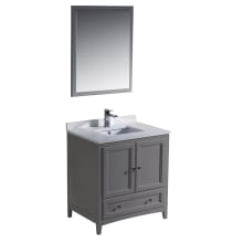 Oxford 30" Free Standing Single Vanity Set with MDF Cabinet, Quartz Vanity Top, Framed Mirror and Single Hole Faucet
