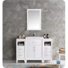 Cambridge 48" Free Standing Vanity Set with Wood Cabinet, Ceramic Top, Drop-In Sink, Mirror, and Single Hole Faucet