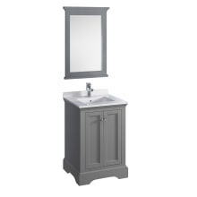 Windsor 24" Free Standing Single Basin Vanity Set with Wood Cabinet, Quartz Vanity Top, Framed Mirror, and One Single Hole Faucet