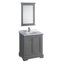 Windsor 30" Free Standing Single Basin Vanity Set with Wood Cabinet, Quartz Vanity Top, Framed Mirror, and One Single Hole Faucet