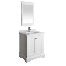 Windsor 30" Free Standing Single Basin Vanity Set with Wood Cabinet, Quartz Vanity Top, Framed Mirror, and One Single Hole Faucet