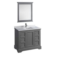 Windsor 40" Free Standing Single Basin Vanity Set with Wood Cabinet, Quartz Vanity Top, Framed Mirror, and One Single Hole Faucet