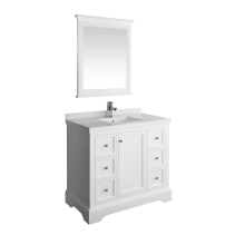Windsor 40" Free Standing Single Basin Vanity Set with Wood Cabinet, Quartz Vanity Top, Framed Mirror, and One Single Hole Faucet