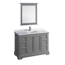 Windsor 48" Free Standing Single Basin Vanity Set with Wood Cabinet, Quartz Vanity Top, Framed Mirror, and One Single Hole Faucet