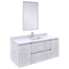 Formosa 48" Wall Mounted Single Basin Vanity Set with Cabinet, Quartz Vanity Top, Framed Mirror, and Single Hole Faucet