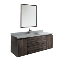 Formosa 54" Wall Mounted Single Basin Vanity Set with Cabinet, Quartz Vanity Top, Framed Mirror, and Single Hole Faucet
