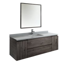 Formosa 60" Wall Mounted Single Basin Vanity Set with Cabinet, Quartz Vanity Top, Framed Mirror, and Single Hole Faucet
