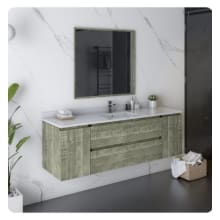 Formosa 60" Wall Mounted Single Basin Vanity Set with Cabinet, Quartz Vanity Top, Framed Mirror, and Single Hole Faucet