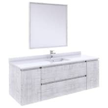 Formosa 60" Wall Mounted Single Basin Vanity Set with Cabinet, Quartz Vanity Top, Framed Mirror, and Single Hole Faucet