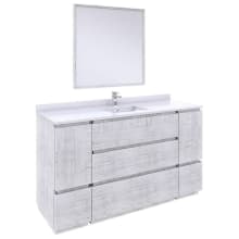 Formosa 60" Free Standing Single Basin Vanity Set with Cabinet, Quartz Vanity Top, Framed Mirror, and Single Hole Faucet