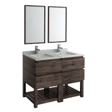 Formosa 48" Free Standing Double Basin Vanity Set with Cabinet, Quartz Vanity Top, Framed Mirrors, and Single Hole Faucets