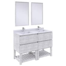 Formosa 48" Free Standing Double Basin Vanity Set with Cabinet, Quartz Vanity Top, Framed Mirrors, and Single Hole Faucets