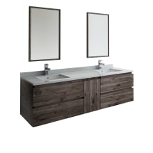 Formosa 72" Wall Mounted Double Basin Vanity Set with Cabinet, Quartz Vanity Top, Framed Mirrors, and Single Hole Faucets