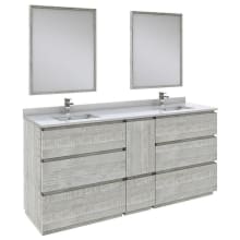 Formosa 72" Free Standing Double Basin Vanity Set with Cabinet, Quartz Vanity Top, Framed Mirrors, and Single Hole Faucets