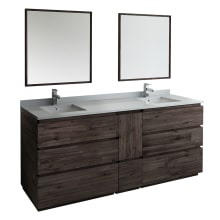Formosa 84" Free Standing Double Basin Vanity Set with Cabinet, Quartz Vanity Top, Framed Mirrors, and Single Hole Faucets