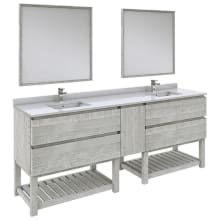 Formosa 84" Free Standing Double Basin Vanity Set with Cabinet, Quartz Vanity Top, Framed Mirrors, and Single Hole Faucets