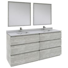 Formosa 72" Free Standing Double Basin Vanity Set with Cabinet, Quartz Vanity Top, Framed Mirrors, and Single Hole Faucets