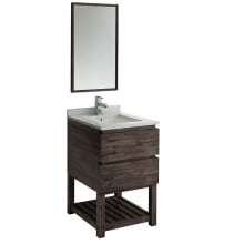 Formosa 24" Free Standing Single Basin Vanity Set with Cabinet, Quartz Vanity Top, Framed Mirror, and Single Hole Faucet